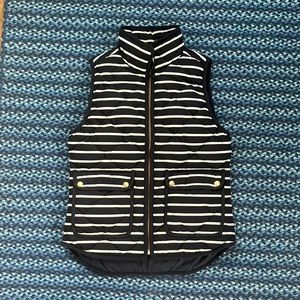 J. Crew Navy and White Striped Quilted Vest